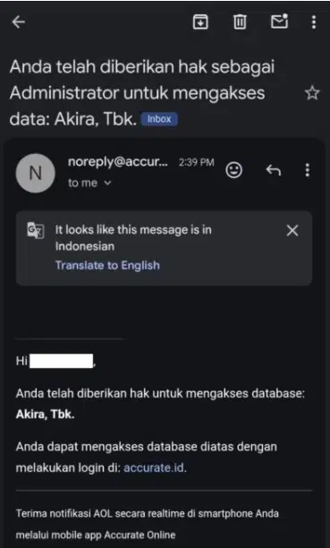 email pengguna