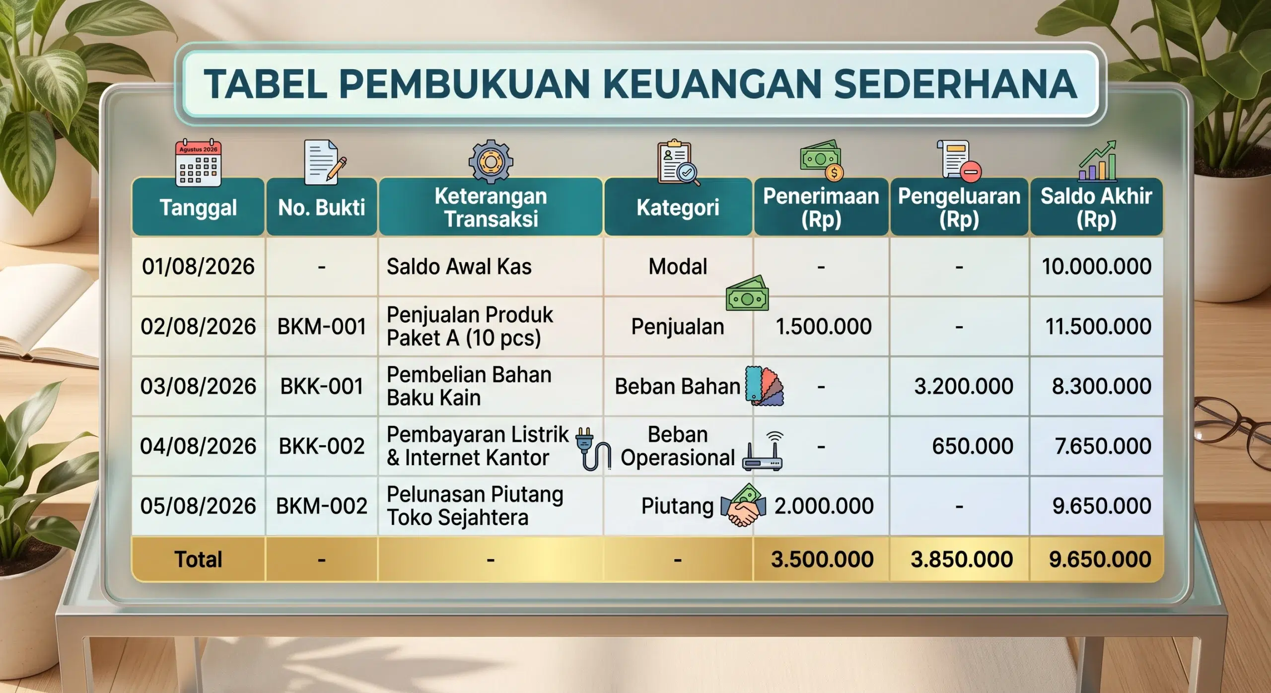 tabel pembukuan keuangan
