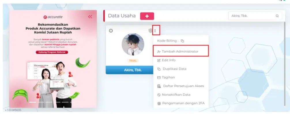 tambah pengguna accurate online