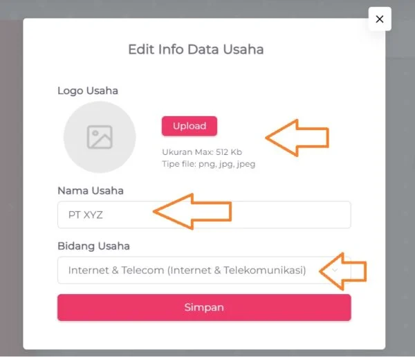ubah data usaha